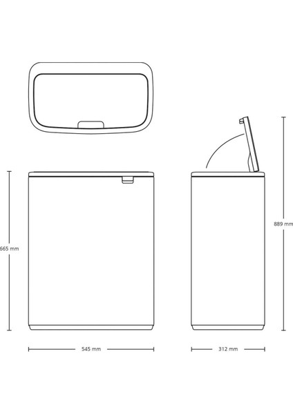 Çöp Kutusu Iki Bölmeli 30+30 Lt Bo Pedal Bin Platinium