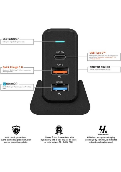 Pd Power Turbo TX-MU520C-A Universal Çoklu Hızlı Şarj Adaptörü
