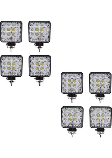 Off Road Beyaz Işık Sis Farı Lambası 16 LED Kare 12-24 V 8 Adet