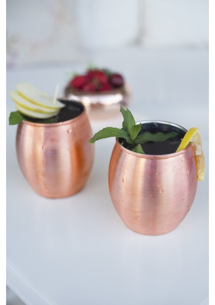 Bakır Koktey Bardağı Tombul Model 2'li Mat Bakır Renk fiyatları