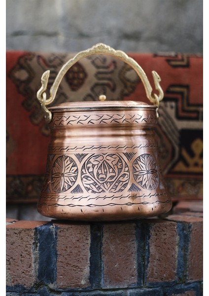 Bakır Bakraç Oyma Nakışlı 2 LT (Mat Bakır Renk )