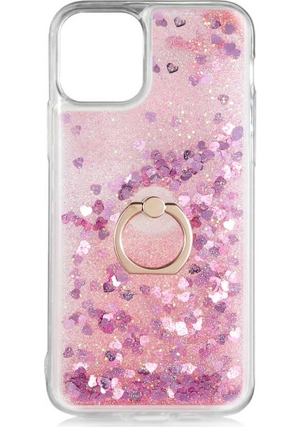 Apple İphone 11 Pro Max Kılıf Milce Sulu Yüzüklü Silikon Arka Kapak Pembe