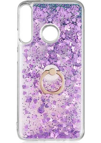 Huawei P40 Lite E Kılıf Milce Sulu Yüzüklü Silikon Arka Kapak Mor