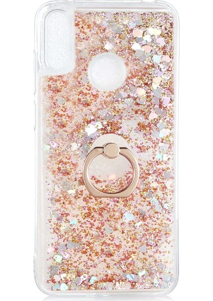 Huawei Y6S 2019 Kılıf Milce Sulu Yüzüklü Silikon Arka Kapak Gold