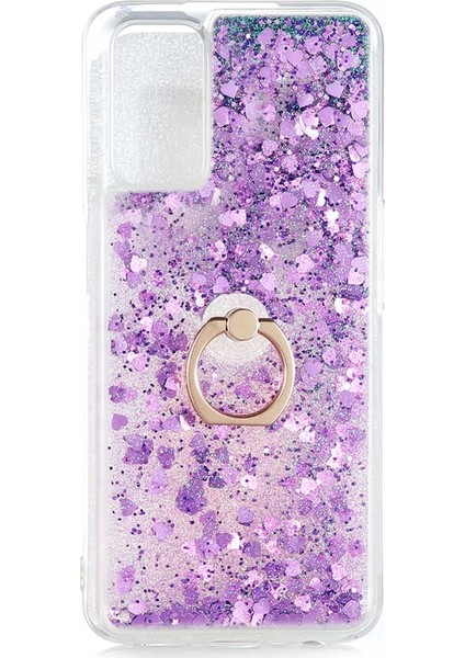 Oppo A52 Kılıf Milce Sulu Yüzüklü Silikon Arka Kapak Mor