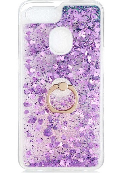 Oppo AX7 Kılıf Milce Sulu Yüzüklü Silikon Arka Kapak Mor