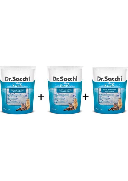 Dr. Sacchi Silica 1,4 kg - 3,2 Lt x 3 Adet Kristal Kedi Kumu