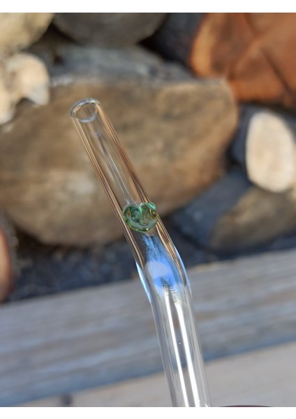 Yeşil Kalpli Cam Pipet