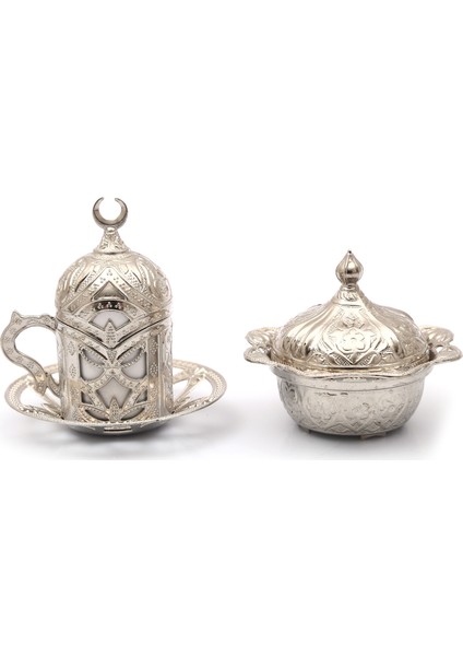 Fincan Takımı Bakır Gümüş Renkli 6'lı Set