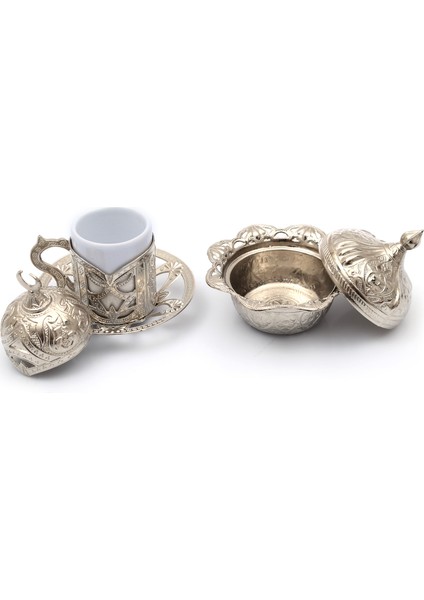 Fincan Takımı Bakır Gümüş Renkli 6'lı Set