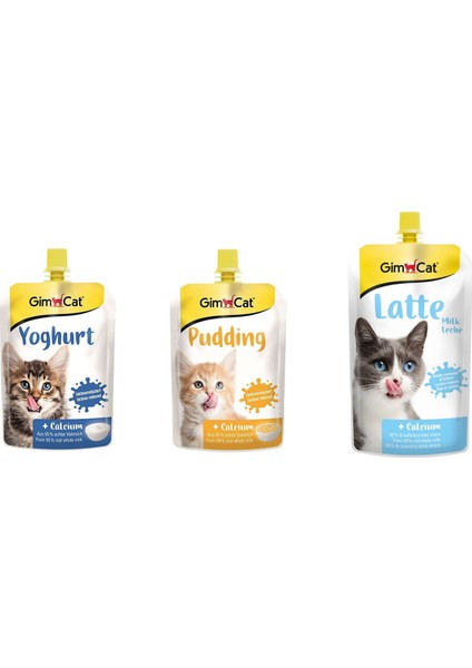 2 Adet Yoghurt Kalsiyum Kedi Pudingi 150 gr + Gimcat 2 Adet Classic Kalsiyum Kedi Pudingi 150 gr + Gimcat 2 Adet Milk Latte Calcium Sıvı Kedi Sütü 200 ml