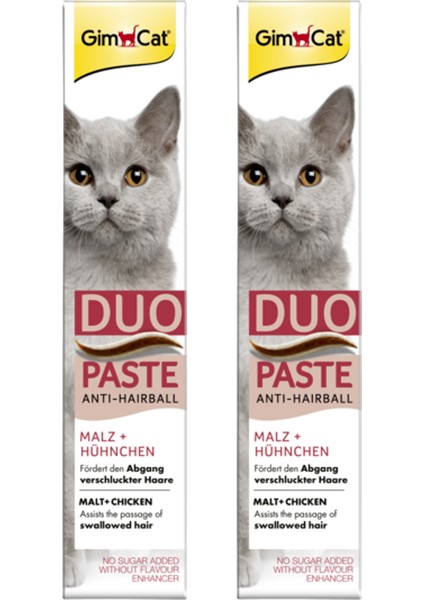 Duo Paste Anti Hairball Tavuklu Malt Kedi Macunu 50 gr x 2 Adet = 100 gr