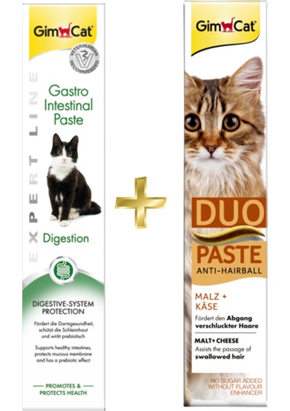 Gastro Intestinal Paste Sindirim Destekleyici 50 gr + Gimcat Duo Paste Peynirli Malt Kedi Macunu 50 gr ARDA005