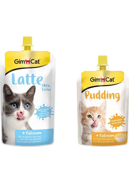 Milk Latte Calcium Sıvı Kedi Sütü 200 ml + Gimcat Classic Kalsiyum Kedi Pudingi 150 gr