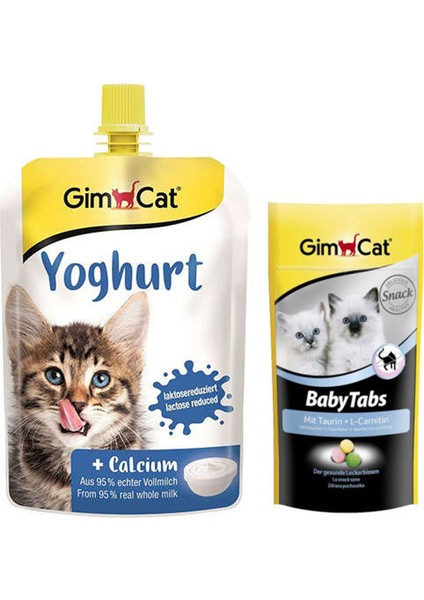 Yoghurt Kalsiyum 150 gr + Gimcat Baby Tabs Yavru Kedi Ödül Tableti 40 gr
