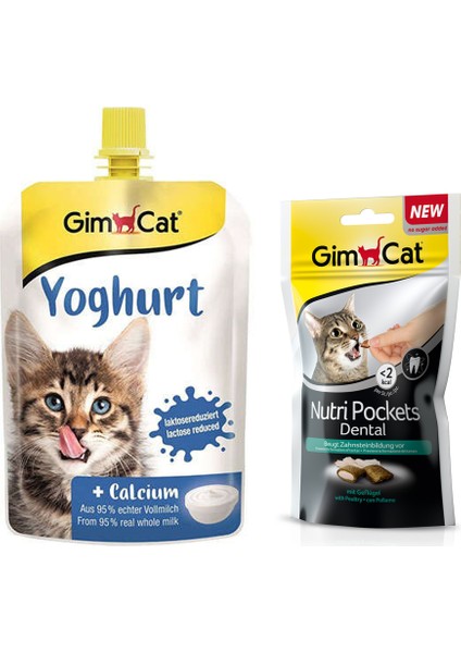 Yoghurt Kalsiyum 150 gr + Gimcat Nutri Pockets Dental Kedi Ödülü 60 gr