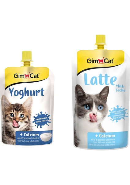 Yoghurt Kalsiyum Kedi Pudingi 150 gr + Gimcat Milk Latte Calcium Sıvı Kedi Sütü 200 ml