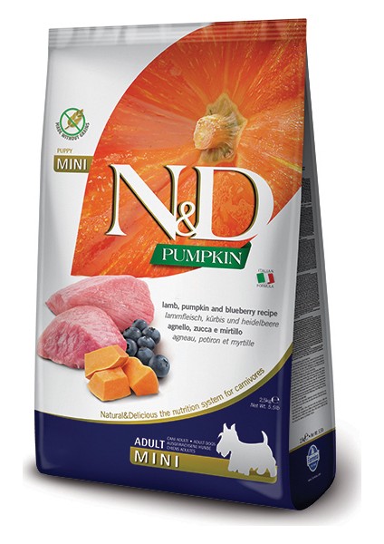 Nd Pumpkin Tahılsız Bal Kabaklı Kuzu Etli Yaban Mersinli Küçük Irk Yetişkin Köpek Maması 2,5 kg
