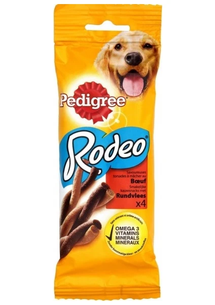 12 Paket Rodeo Sığır Etli Köpek Ödülü 1 Paket 70 gr 4 Çubuk