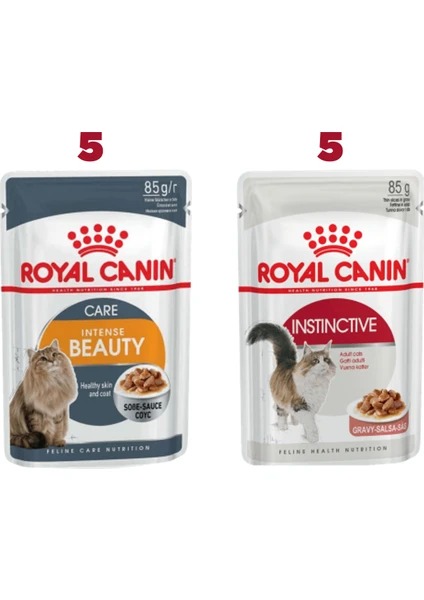 Royal Canin 5 Adet Intense Beauty 85 gr + 5 Adet Instinctive 85 gr Kedi Yaş Maması = Toplam 10 Adet