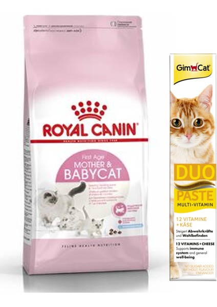 Mother& Babycat Anne & Yavru Kedi Kuru Maması 2kg + Gimcat Duo Paste Peynirli Multi Vitamin 50 gr