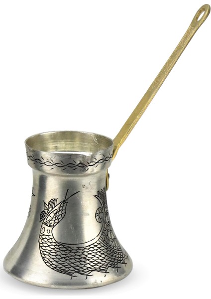 Şahmaranlı Kalın İçi Kalay Kaplı Bakır Cezve