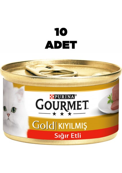 Gold 10 Adet Kıyılmış Sığır Etli Kedi Konservesi 85 gr