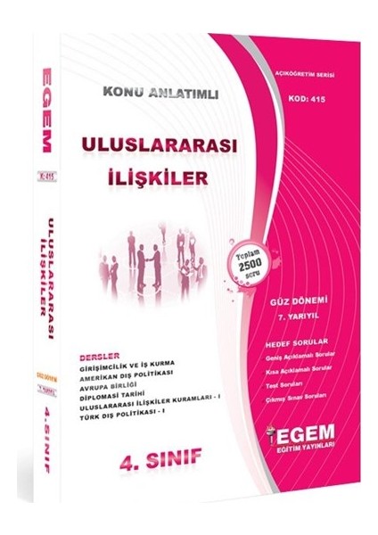 AÖF 4. Sınıf Uluslararası İlişkiler Konu Anlatımlı Soru Bankası Güz Dönemi(7. Yarıyıl)