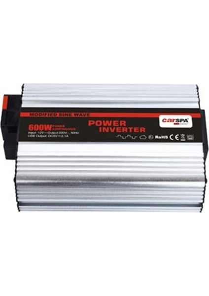 Modifiye Sinüs Inverter 600 W 12V USB Çıkışlı Carspa