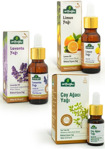 Maskene Yastığına Birer Damla Çay Ağacı & Lavanta & Limon Yağı Seti