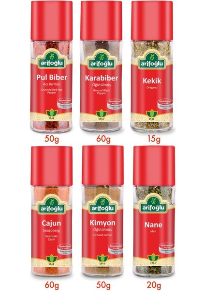 Baharat Set Cam 6'lı - Pilavlarda, Yemeklerde