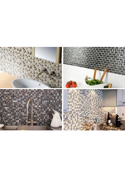 Mutfak,banyo,havuz ve Zemin Için Beyaz Siyah Gri 25X25 Cam Mozaik modelleri