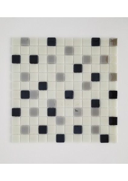 Mutfak,banyo,havuz ve Zemin Için Beyaz Siyah Gri 25X25 Cam Mozaik fırsatları