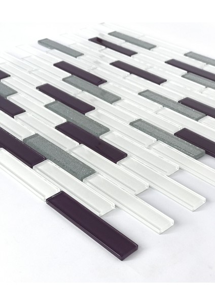 Mutfak,banyo,zemin Için Mürdüm Gümüş Simli 15X73 Kristal Mozaik