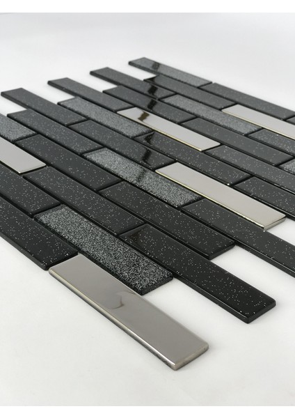 Mutfak,banyo,zemin Için Siyah Krom Simli 23X98 Kristal Mozaik fiyatları