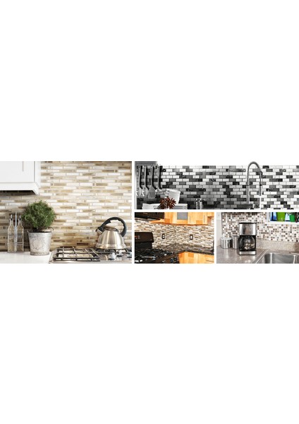 Mutfak,banyo,zemin Için Siyah Krom Simli 23X98 Kristal Mozaik modelleri