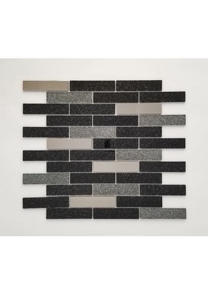 Mutfak,banyo,zemin Için Siyah Krom Simli 23X98 Kristal Mozaik