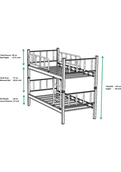 Yurt Genç Çocuk Odası Metal Ranza