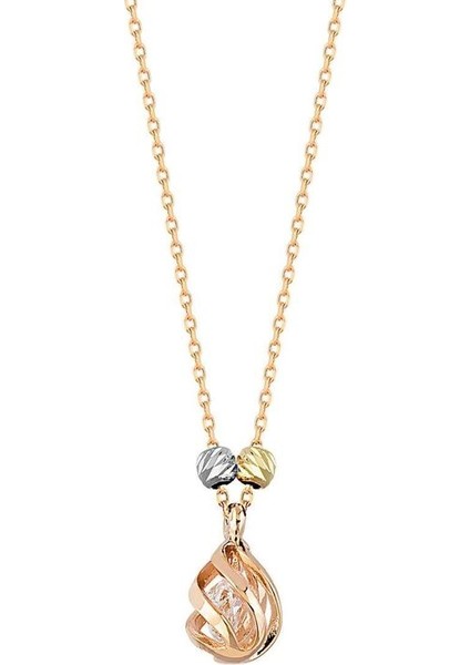 Tektaş Altın Kolye 14K Rose Dorikalı