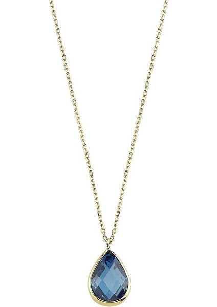 Altın Taşlı Kolye Aquablue 1.2 cm