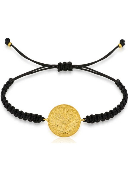 Gümüş Reşat Detaylı Makrome İpli Bileklik