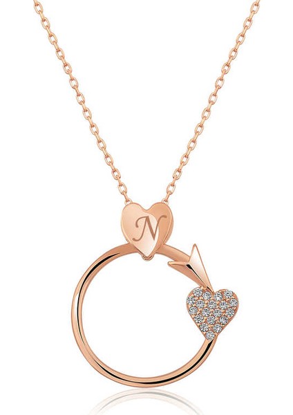 Gümüş Kalbe Giden Ok Kolye