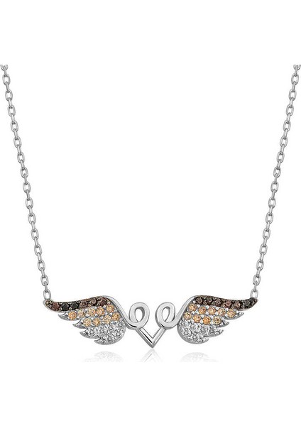 Gümüş Kanatlı Kalp Kolye
