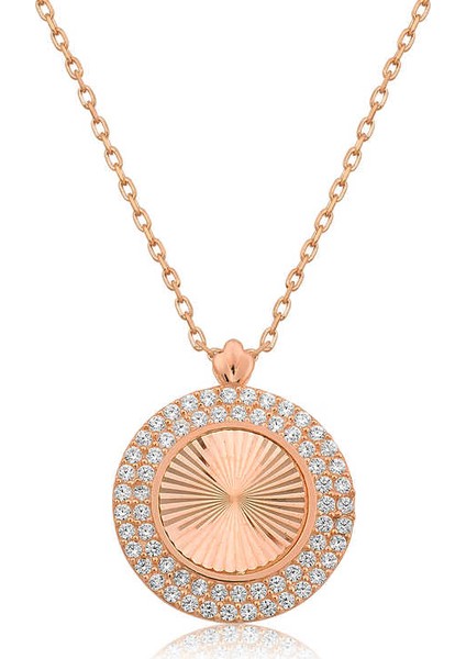 Gümüş Oval Fırfır Kadın Kolye