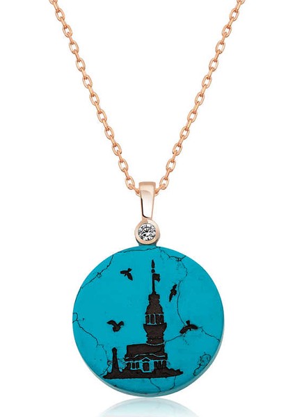 ​Gümüş Kız Kulesi Manzaralı Kadın Kolye
