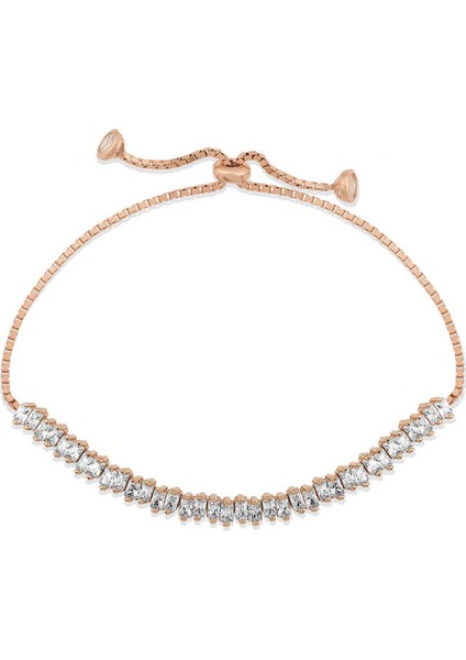 Gümüş Baget Taşlı Su Yolu Asansör Bileklik