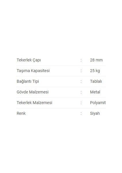 Bavul ve Mobilya Tekerleği 272 Sps