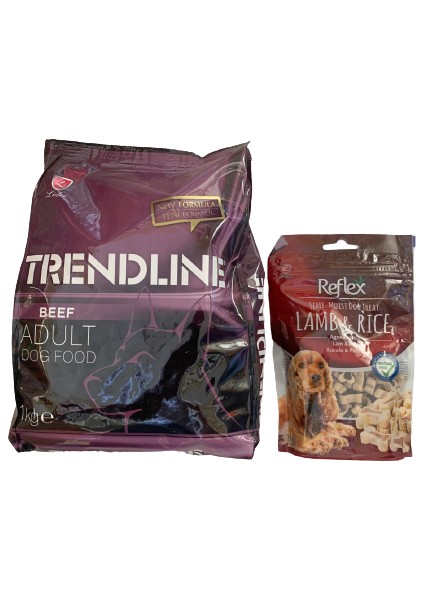 Biftekli Köpek Maması 1 kg + Reflex Lambrice Ödül Bisküvi 150 gr