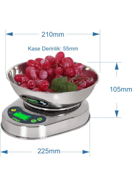 Paslanmaz 5kg Elektronik Terazi HS008