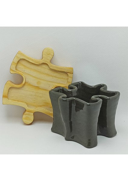 Puzzle Seramik Sukulent Saksı